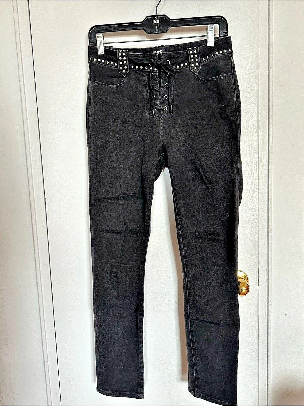 Paige Joannie Studded Black Skinny Jeans 27